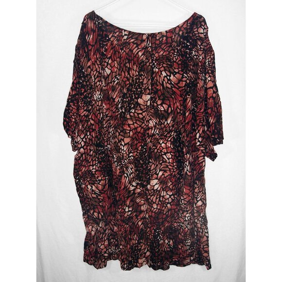 NEW Roaman's 36W Angelina Animal Print Crinkle Crepe Short Sleeve Tunic Top - Picture 7 of 12